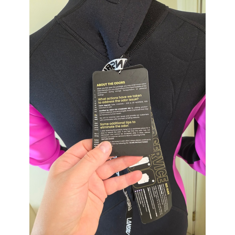 Lansru Womens 3mm Neoprene Full Body Wetsuit Black Pink Scuba Diving Surfing NWT - Picture 9 of 16